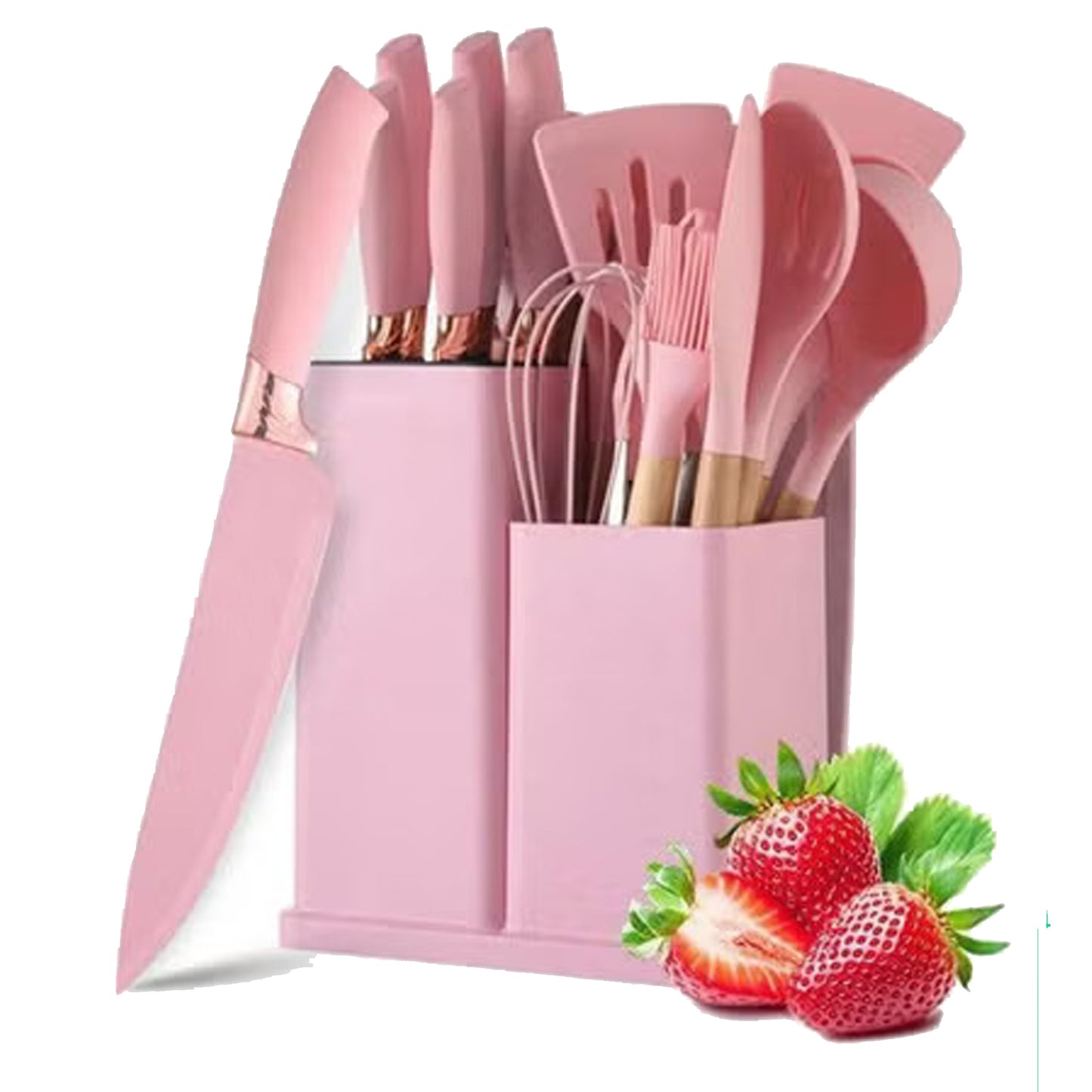 19 Pcs Silicone Cooking Utensils Set with Wooden Handles | Heat-Resistant & Non-Stick Kitchen Tools | Includes Spatulas, Spoons, Whisks & More | Perfect for Cooking & Baking