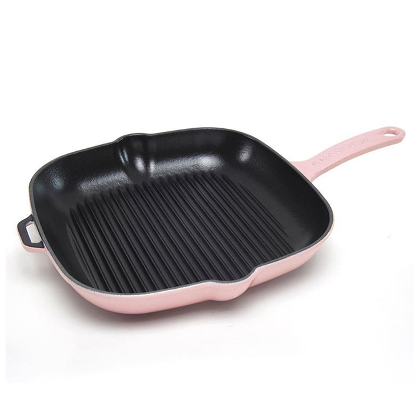 Enameled Cast Iron Square Grill Pan – Non-Stick Griddle Skillet for Stovetop, Oven, and Induction Cooking
