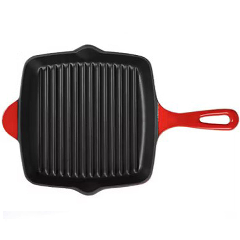 Enameled Cast Iron Square Grill Pan – Non-Stick Griddle Skillet for Stovetop, Oven, and Induction Cooking