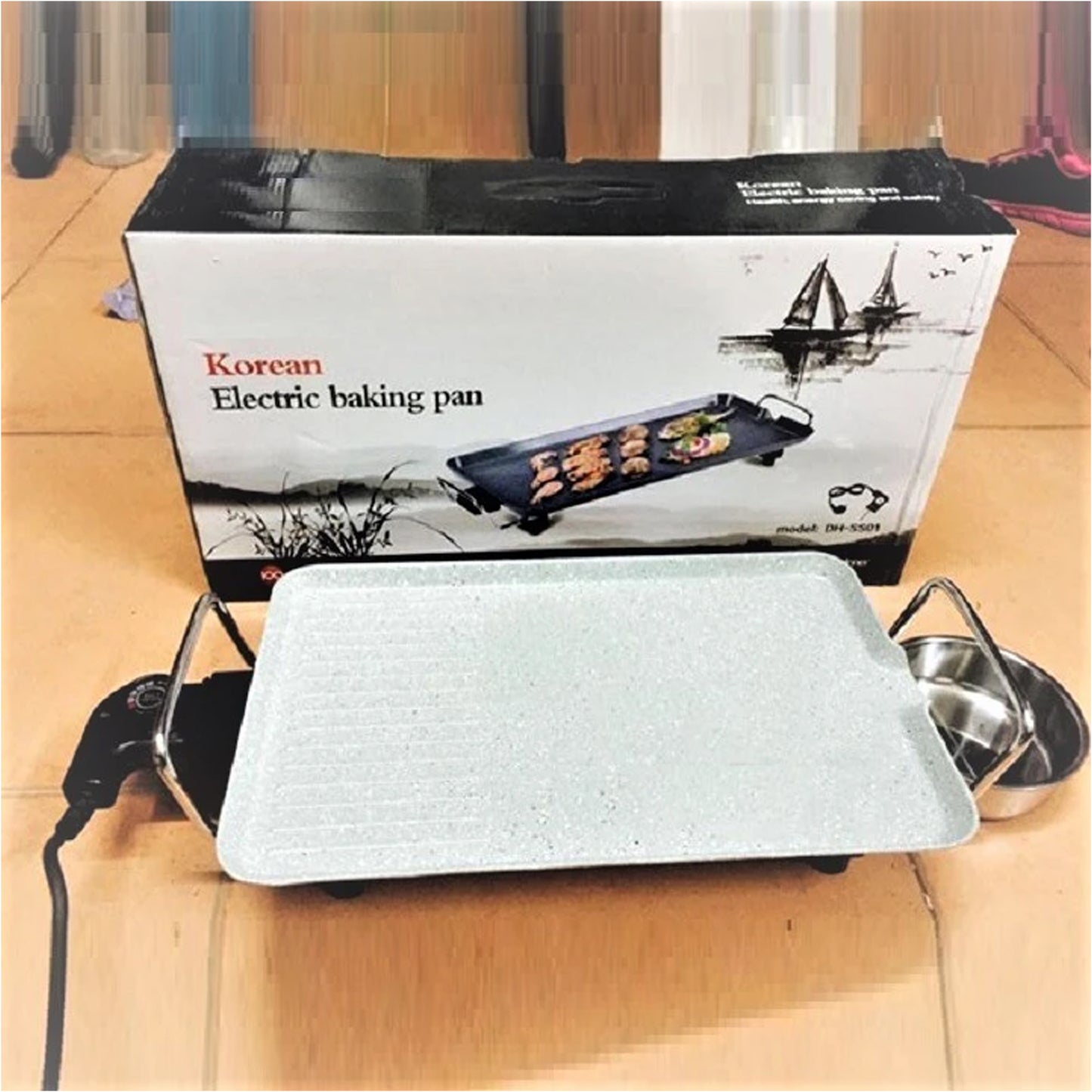 Korean Electric BBQ Grill & Baking Pan – Non-Stick, Smokeless Indoor & Outdoor Cooking
