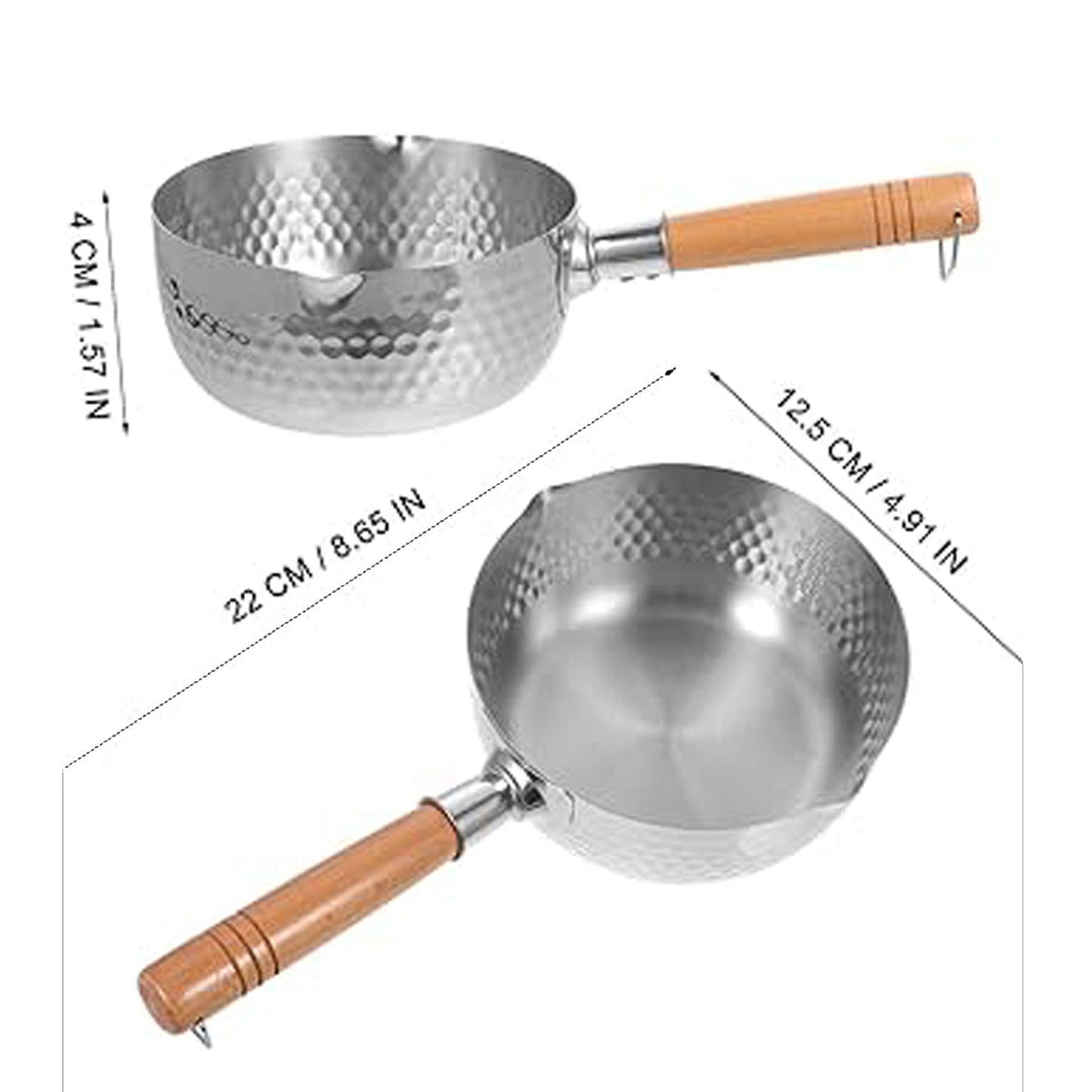 Stainless Steel Saucepan with Wooden Handle | Stainless Steel Milk Pot | Flat Bottom Cooking Pot for Ramen, Milk & More | Durable Japanese Cookware