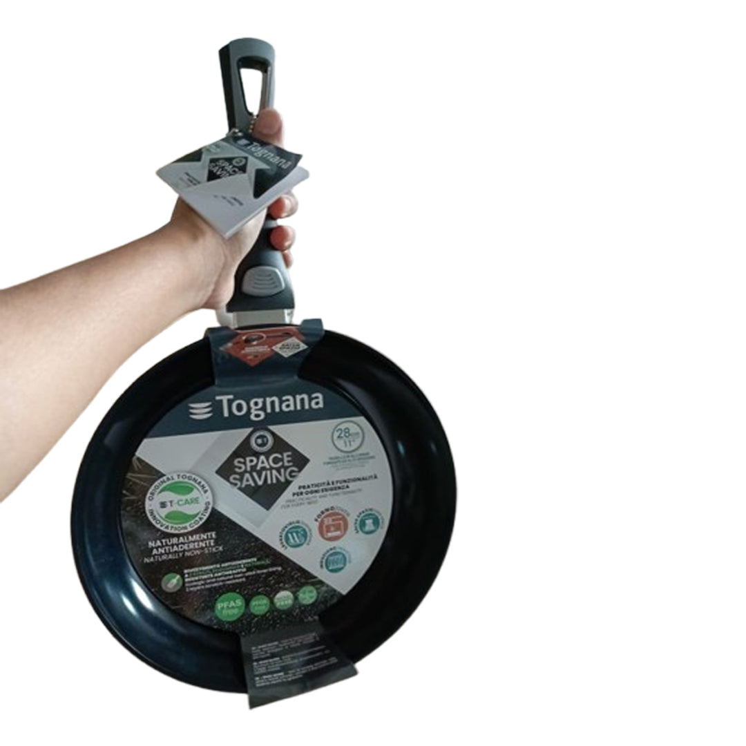 Tognana 24cm Non-Stick Frying Pan with Removable Handle – Space Saving Cookware for Easy Storage